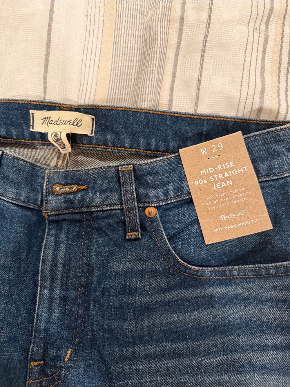Madewell Mid-Rise Straight Jeans — Classic Blue Denim